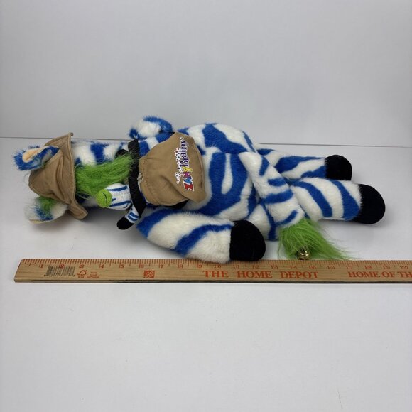 Vintabe Zany Brainy 20" Zebra Plush Baby Backpack Blue Stripe Hat Stuffed Animal - Picture 6 of 9